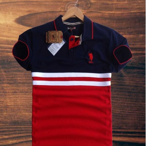 US Polo Assn. Men’s Navy Blue & Red  T-Shirt with Embroidered Logo