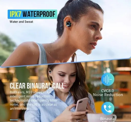 M10/M19/T12/ULTRABUDS/EARPODS TWS Bluetooth Earbuds Wireless Bluetooth 5.1 Stereo IPX7 Waterproof bluetooth Headset wireless earbuds ANC Earbuds which comes with 50 hour Battery Backup - Image 2