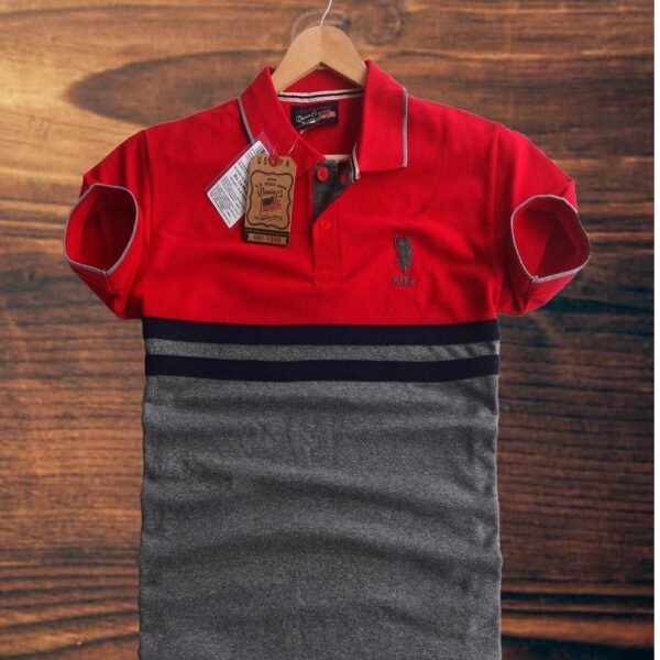 US Polo Assn. Men’s Red & Grey   T-Shirt with Embroidered Logo
