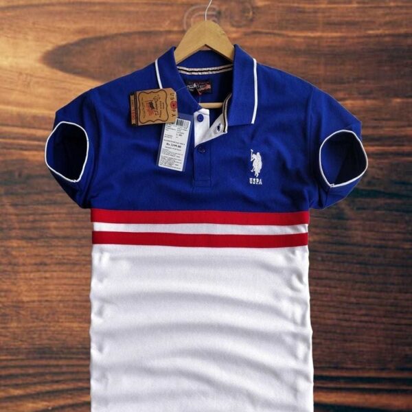 US Polo Assn. Men’s Blue White T-Shirt with Embroidered Logo