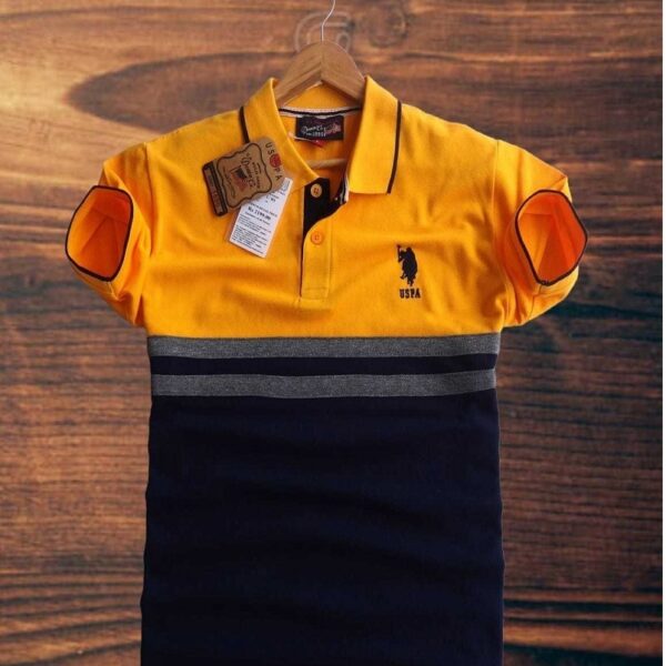 US Polo Assn. Men’s Yellow Black T-Shirt with Embroidered Logo