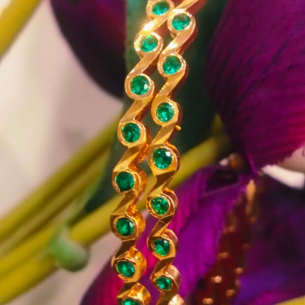 Green Nelli Impon Gold-Plated Bangle for Women – Traditional Design, Lightweight & Festive Wear