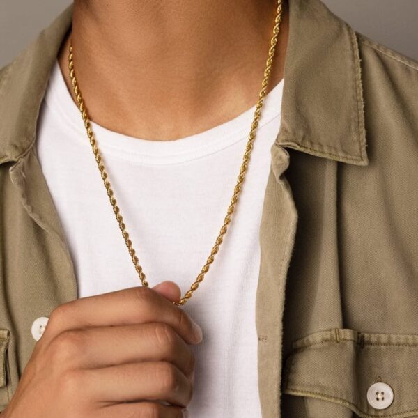 Angel N Daniel18-Inch Gold-Plated Men's Rope Chain