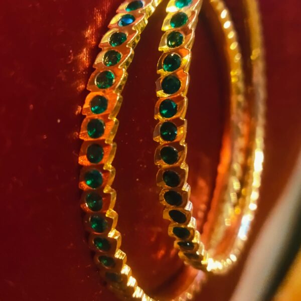 Green AD Stone Impon Gold-Plated Bangle for Women – Traditional Design, Lightweight & Festive Wear