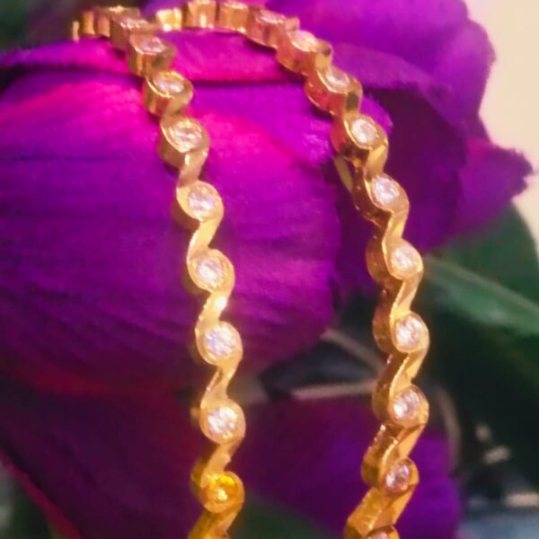 White Nelli Impon Gold-Plated Bangle for Women – Traditional Design, Lightweight & Festive Wear