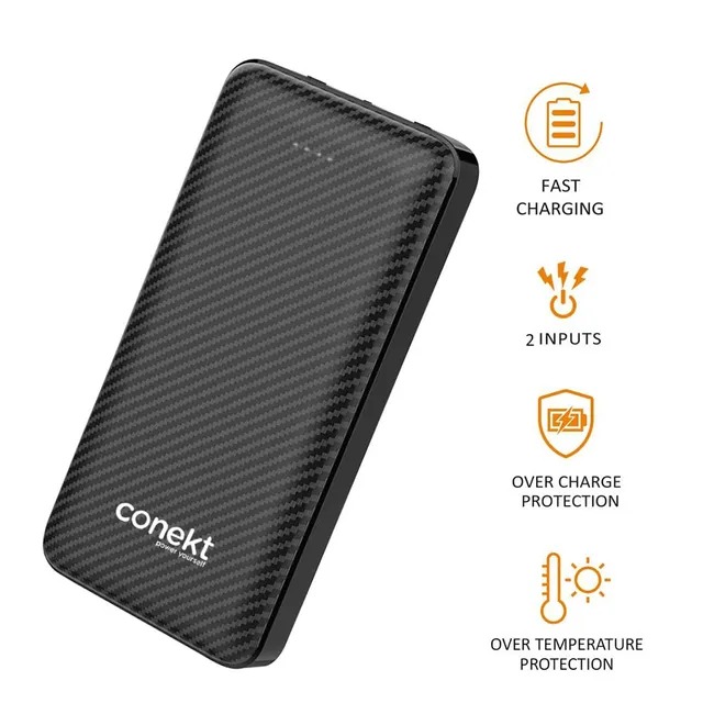 conekt Zeal Proton Pro 10000 mAh Fast Charging Power Bank (1 Micro USB Type B, 1 Type C & 2 Type A Ports, ABS Casing, LED Charging Indicator, Black) - Image 2