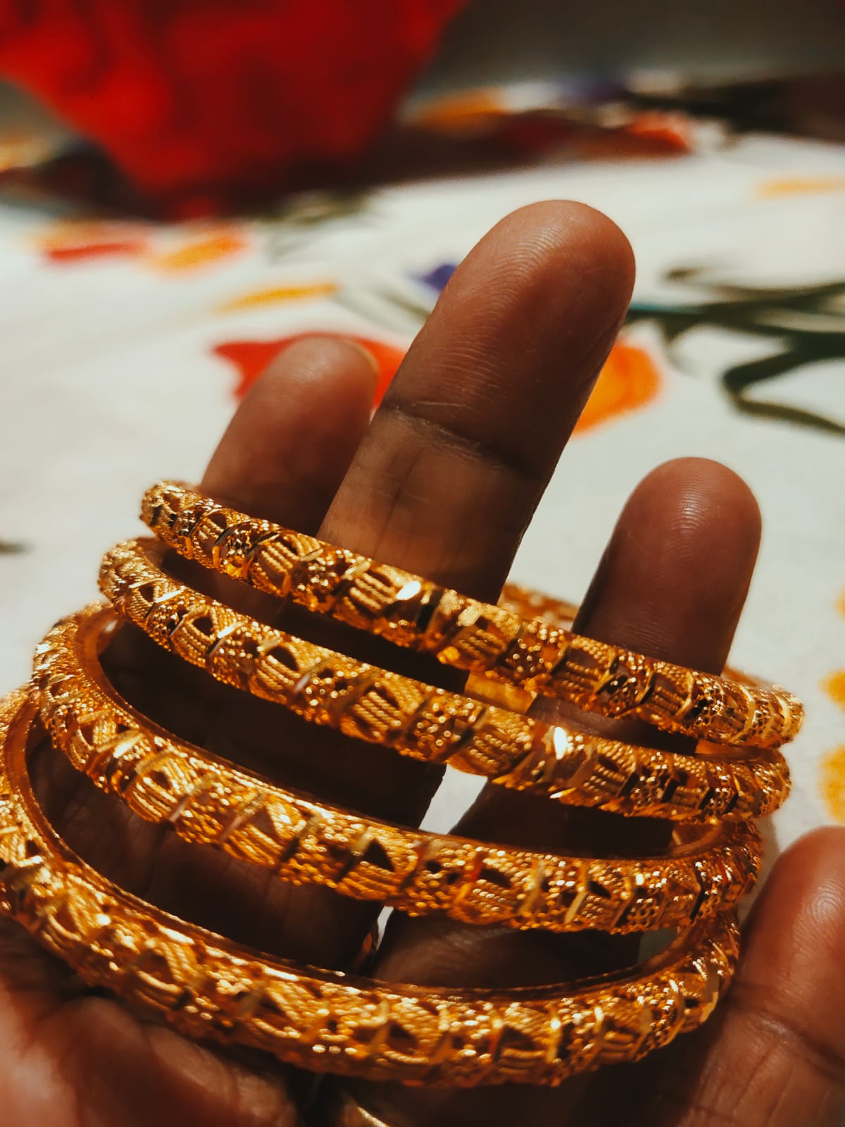 Traditional 1Gram Gold Plated Bangles for Women – Intricate Ethnic Design set of 4