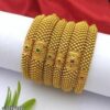 Premium High Gold Designer Bangles Set – 6 Pc Bridal Jewelry (Size 2.4, 2.6, 2.8)