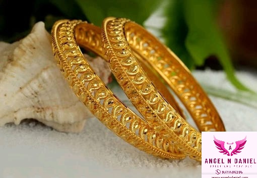 Angel N Daniel Premium Gold Finish Bangles – Traditional Bridal Jewelry for Women Set of 2