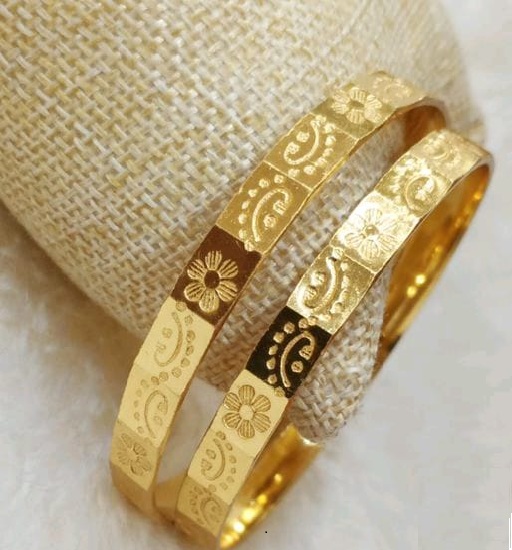 Angel N Daniel Premium Gold Finish Patlya Bangles – Traditional Bridal Jewelry for Women Set of 2