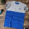 Men’s Colorblock Round Neck T-Shirt – Grey & Blue | Casual Wear