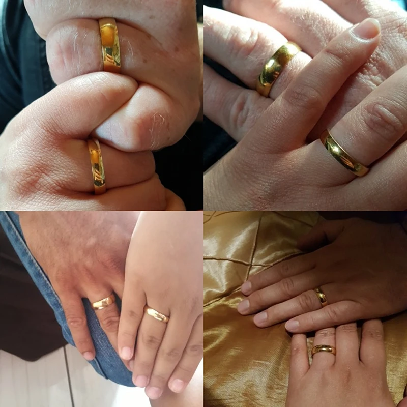 Letdiffery Simple 2/4/6/8mm Stainless Steel Wedding Rings Golden Smooth Women Men Couple Ring Fashion Jewelry - Image 6