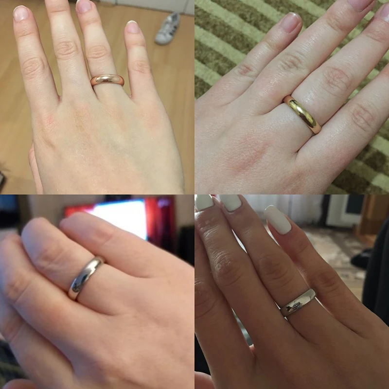 Letdiffery Simple 2/4/6/8mm Stainless Steel Wedding Rings Golden Smooth Women Men Couple Ring Fashion Jewelry - Image 7