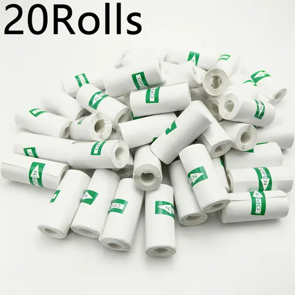 20 Rolls Black-on-White Thermal Labels - Self-Adhesive Sticker Paper for Mini Printers & Cameras, Photo/Checklist/Notes Refills