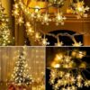 Snow Flake String Led Light for Indoor . Christmas Decoration Lights, Snowflake String Lights Battery Operated Indoor Christmas Decorations, Waterproof Outdoor Light for Xmas Garden Patio Bedroom Party Decor - Warm White