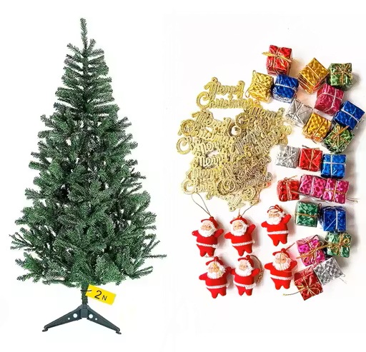 Perfect for festive flair in compact spaces, this 2-feet Christmas Tree comes pre-packed with 32 vibrant ornaments—ideal for tabletops, offices, and cozy corners.