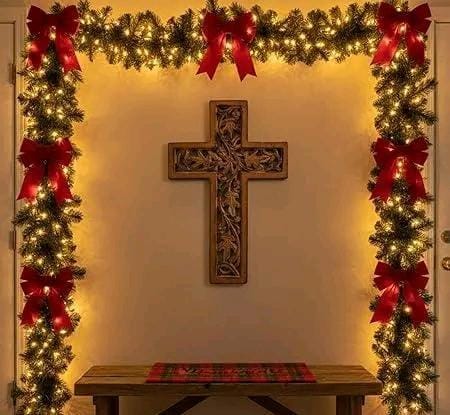 9 Feet Christmas Garland Artificial Pine for Outdoor & Indoor Wedding Party Doorway Wall Stairs