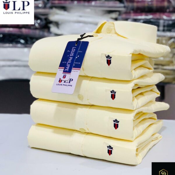 Louis Philippe Lemon Yellow Shirt – Embroidered Sleeve Logo