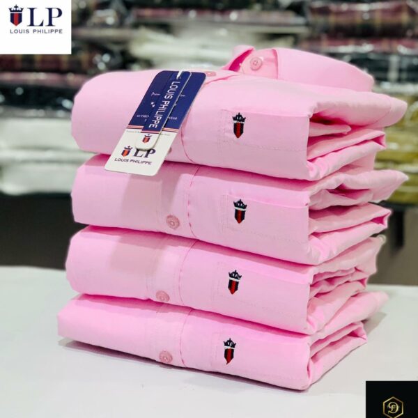 Louis Philippe Light  Pink Shirt – Embroidered Sleeve Logo