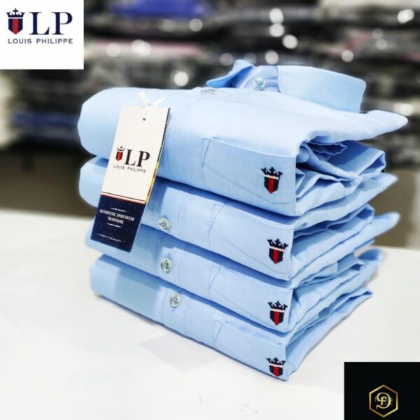 Louis Philippe Light Blue Shirt – Embroidered Sleeve Logo