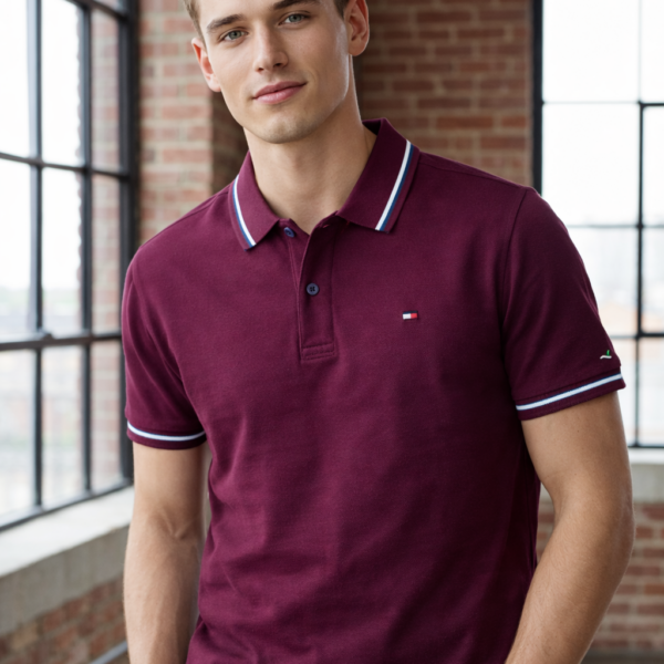Mens Tommy HilFigher Magenta Polo Tshirt
